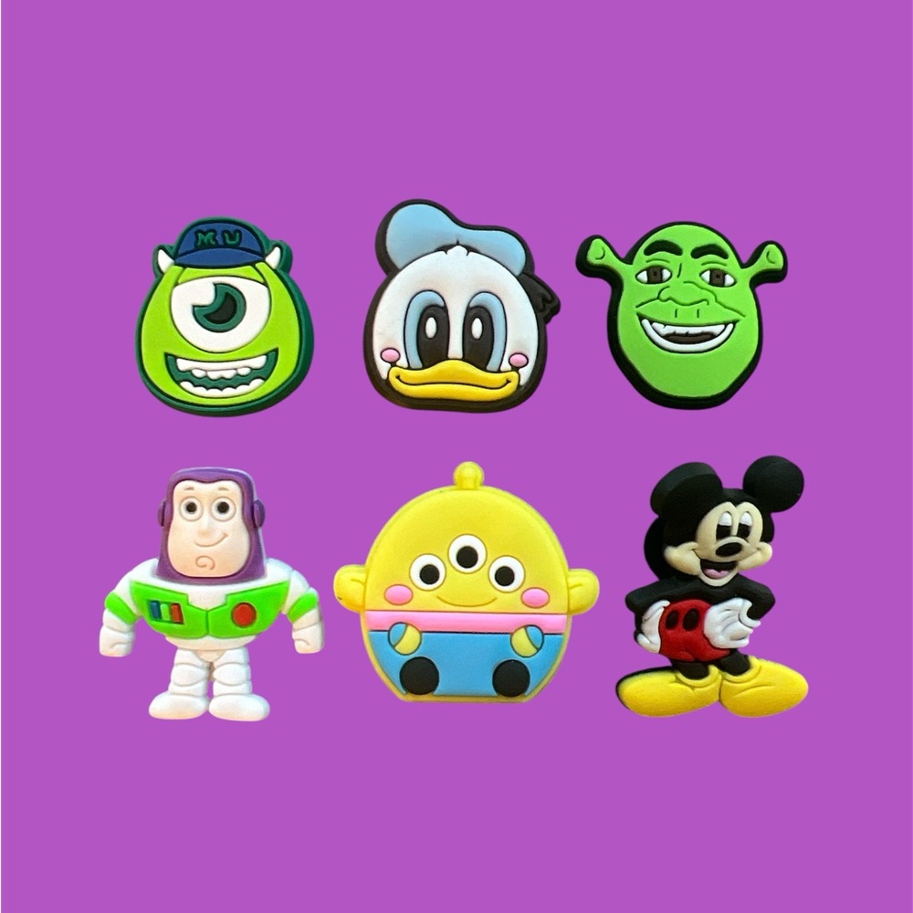 6 Disney themed croc charms
